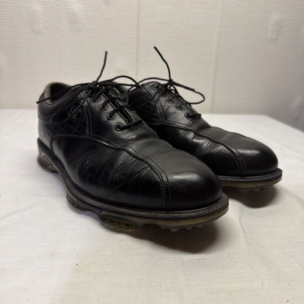 FootJoy DryJoys Tour Golf Shoes Croc Saddle Spiked Mens 9 M Black Leather